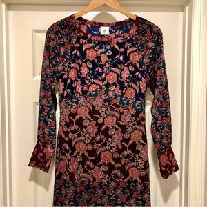 New! CABI Navy Green Red Floral Maxi Dress Size XS